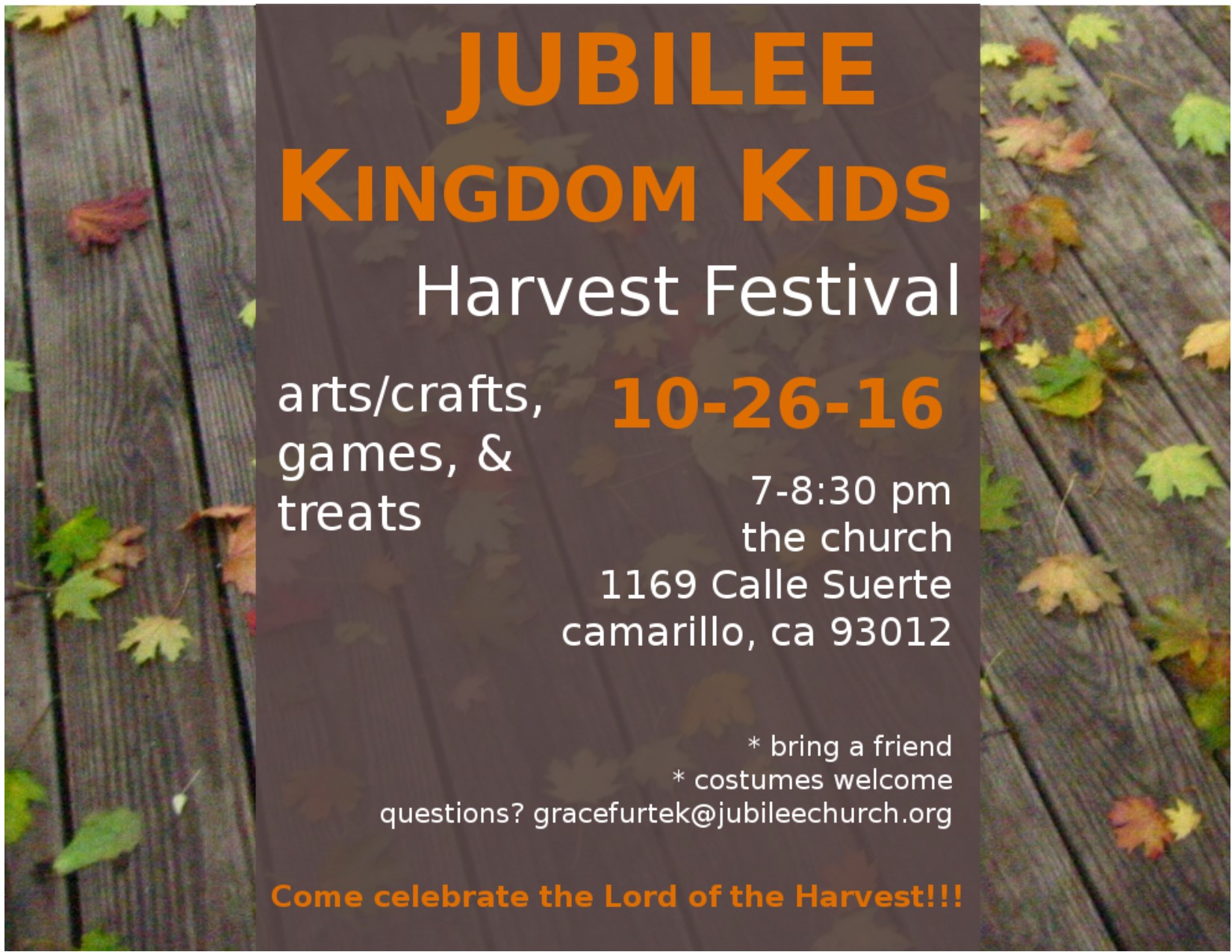 Jubilee Kingdom Kids Harvest Festival