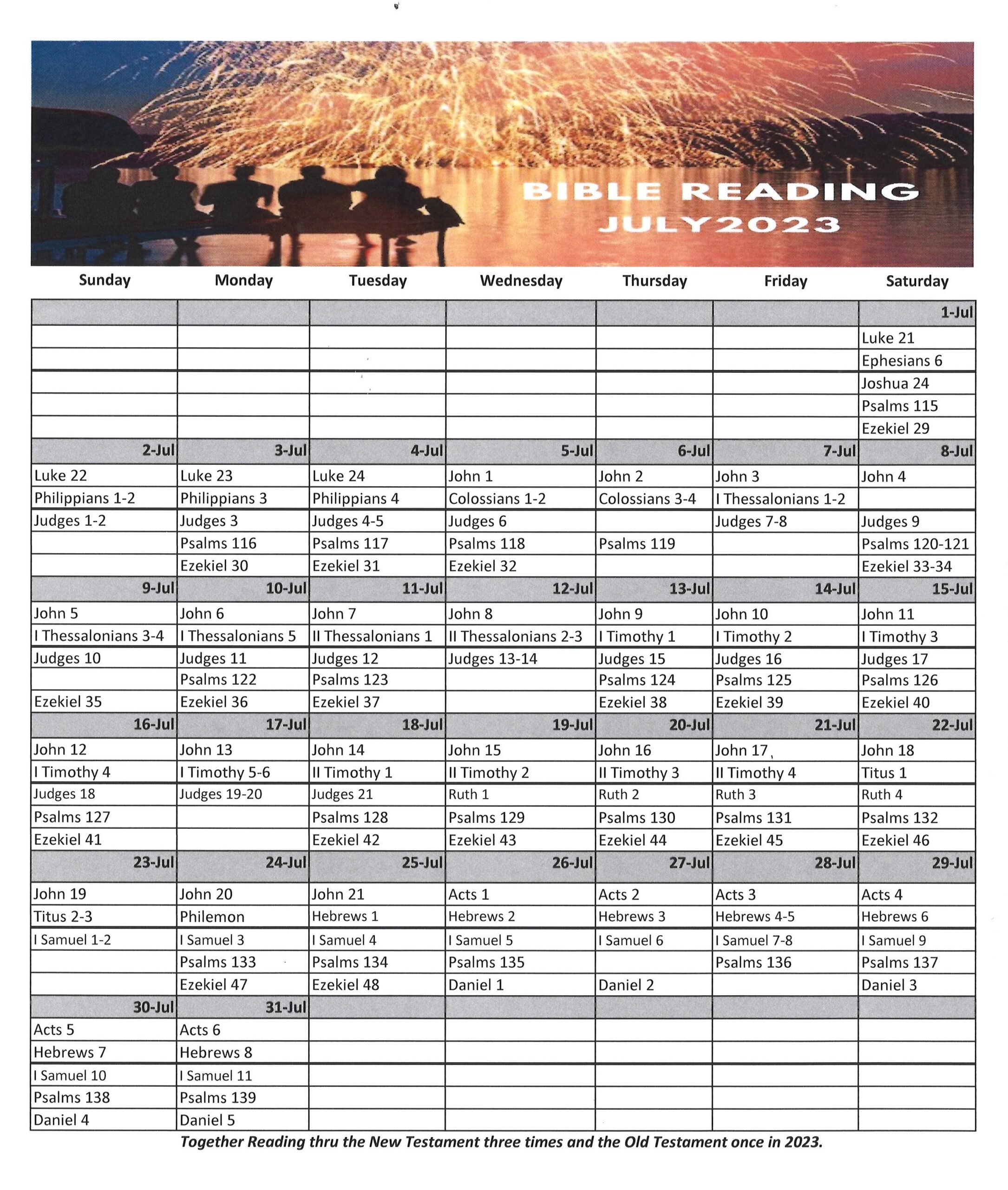 July Bible Schedule